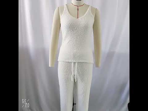 Knitted Halter Pajamas Solid Color Half Velvet Suit Home Wear, Size: S(White) - YouTube Video