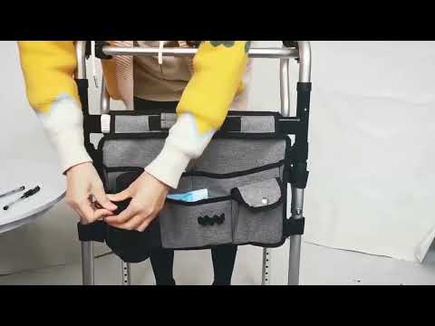Wheelchair Walking Aid Adjustable Multifunctional Storage Bag(Gray) - YouTube Video
