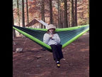 Outdoor Double Inflatable Hammock Anti-Rollover Camping Swing, Size: 270x140cm(Dark Green) - YouTube Video