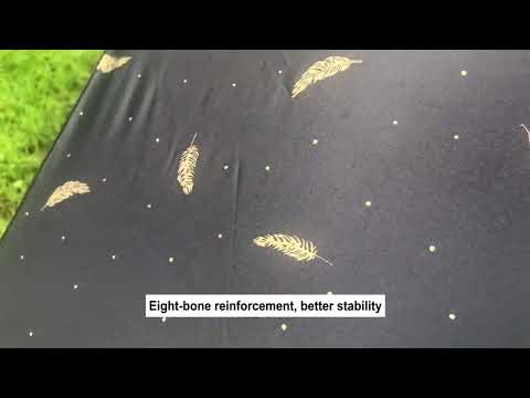 Feather Pattern Umbrella Dual-Use Three Folding Manual Control Portable Sunscreen Rain Umbrellas Windproof Parasol(White) - YouTube Video