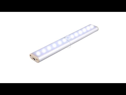 2.8W 20 LEDs Warm White Wide Screen Intelligent Human Body Sensor Light LED Corridor Cabinet Light, USB Charging Version - YouTube Video
