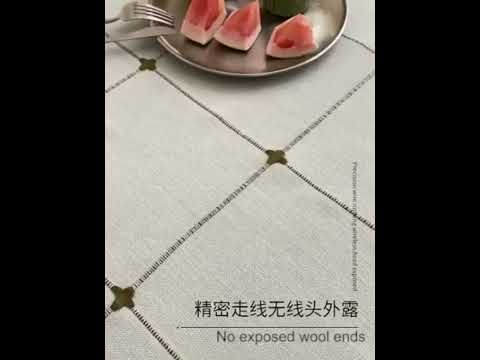 Square Lattice Embroidered Tablecloth Pure Color Cotton Linen Tassel Rectangular Coffee Table Mat, Size:60x60cm(Grey) - YouTube Video