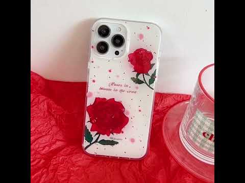 For iPhone 14 Dual-side Laminating Transparent TPU Phone Case(Two Red Roses) - YouTube Video
