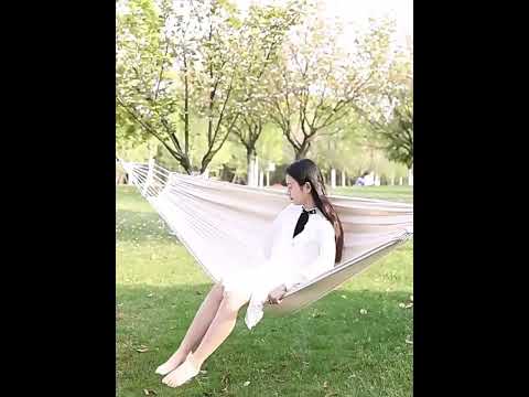 KLY829 Camping Indoor Hammock Outdoor Swing, Style: Classic Single Beige - YouTube Video