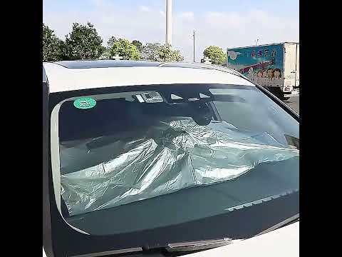 Car Windshield Telescopic Folding Thermal Insulation Parasol, Size: Large - YouTube Video