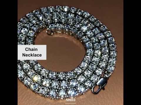 Mens Hip Hop Punk 1 Row Crystal Inlaid Alloy Necklace Chain, Size: 20 inch (Black) - YouTube Video