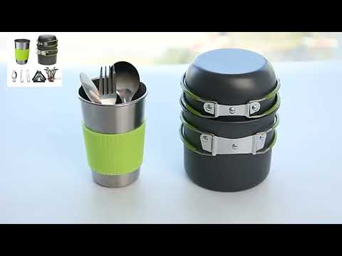 DS-101 Portable Outdoor Camping Cooking Set Picnic Boiler Cookware Combination (Black) - YouTube Video