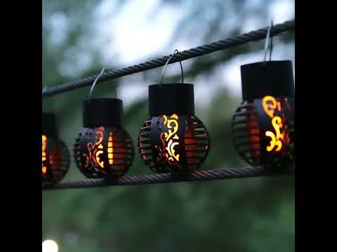2 PCS Solar Simulation Flame Hollow Ball Hanging Lights Balcony Decorative Lights(Black) - YouTube Video