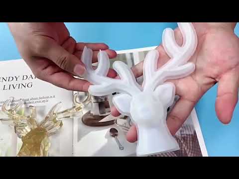 D617 DIY Drop Mold Deer Antler Ornament Silicon Mold(Large+Small+Wooden Bracket) - YouTube Video