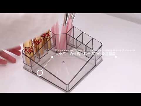 Desktop Makeup Box Transparent Lipstick Multi-function Desktop Cosmetics Shelf Storage Box (Black) - YouTube Video