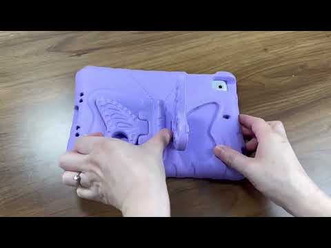 For iPad Air 11  2026 / 2025 / 2024 Butterfly Bracket EVA Shockproof Tablet Case(Pink Orange) - YouTube Video