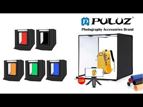 PULUZ Photo Studio Light Box Portable 60 x 60 x 60 cm Light Tent LED 5500K White Light Dimmable Mini 36W Photography Studio Tent Kit with 6 Removable Backdrops (Black Orange White Green Blue Red)(US Plug) - YouTube Video