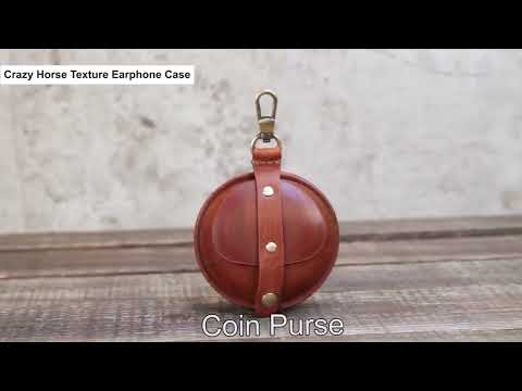 CF1042B For AirPods Pro Crazy Horse Texture Convenient Multifunction Earphone Protective Leather Case with Hook(Wine Red) - YouTube Video