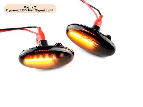2pcs For Mazda 2 DY 2003-2007 Car Dynamic LED Fender Side Light (Transparent Black) - YouTube Video
