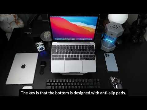 R-JUST HZ08 Two Holes Lifting Adjustable Laptop Holder - YouTube Video