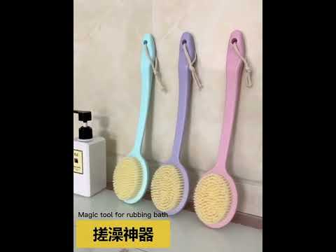 2 PCS Back Massage Bath Brush Nylon Brush Head Long Handle Bath Rubbing Brush(Pink) - YouTube Video