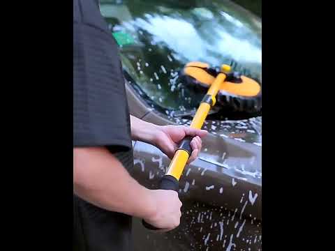 Retractable Curved Rod Soft Fur Car Wash Mop(Yellow Black) - YouTube Video