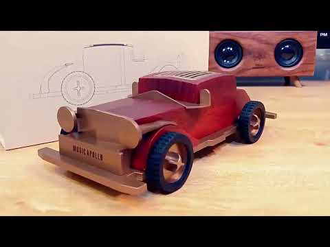 AS60 Retro Car Shape Wooden Subwoofer Mini Wireless Bluetooth Speaker(Dark Wood) - YouTube Video