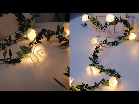 3m 20 LEDs Solar Simulation Green Leaf Rattan Rose Flower Vine LED Light String Garland Decoration - YouTube Video