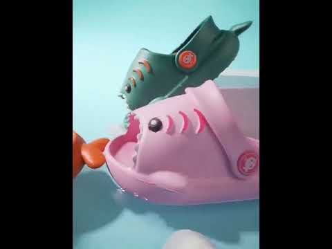 EVA Light Bottom Non-Slip Small Shark Slippers For Children, Size: 150(Yellow) - YouTube Video