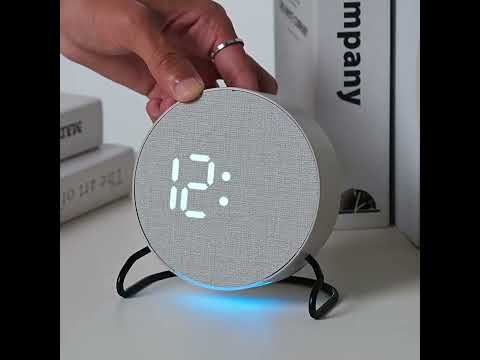 Aesthetic LED Digital Desk Clock Bedside Alarm Clock With Bottom Ambient Light, Countdown Timer, Date And Temperature(2815 Circular Wood Grain) - YouTube Video