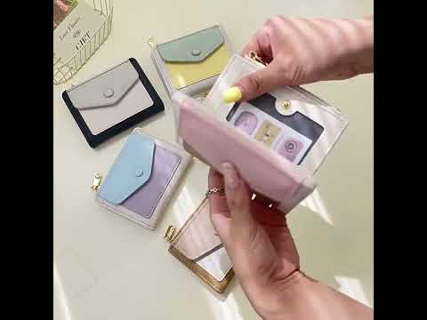 PU Leather Short Color Matching Folding Wallet Mini Portable Wallet(Black) - YouTube Video