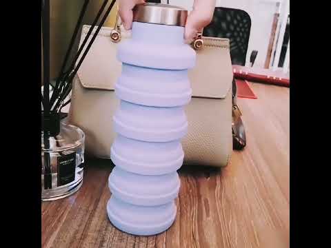 500ml Outdoor Sports Silicone Telescopic Cup Portable Foldable Travel Water Kettle(Blue Handle Lid) - YouTube Video