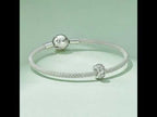 BSC741 S925 Sterling Silver Plated White Gold Zircon Flower Hollow Pattern Bracelet Beads - YouTube Video