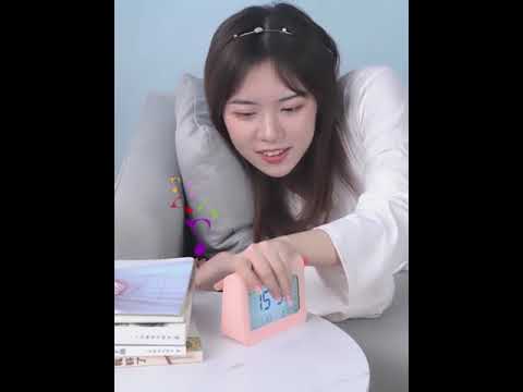 ZKLiLi Lazy Snooze Applet Alarm Clock Bedside Bluetooth Multifunctional Silent Digital Alarm Clock(Pink) - YouTube Video