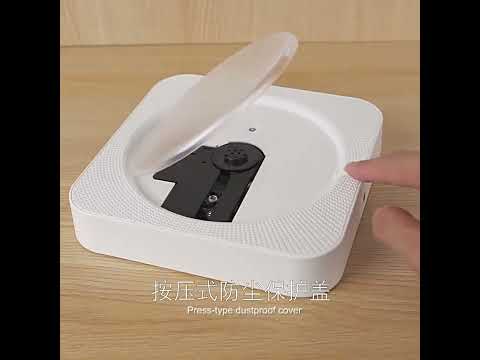 KUSTRON Home Wall-Mounted CD Player Bluetooth Speaker Music Player With Cover, Color: White - YouTube Video