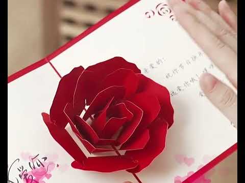 3D Pop Up Rose Thank You Greeting Postcards Flower Handmade Blank Vintage Paper Happy Birthday Love Gift Card, Size: 13x16cm - YouTube Video