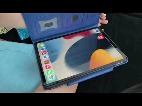 For iPad Air 13 2026 / 2025 / 2024 Cat Buckle Leather Smart Tablet Case(Sky Blue) - YouTube Video