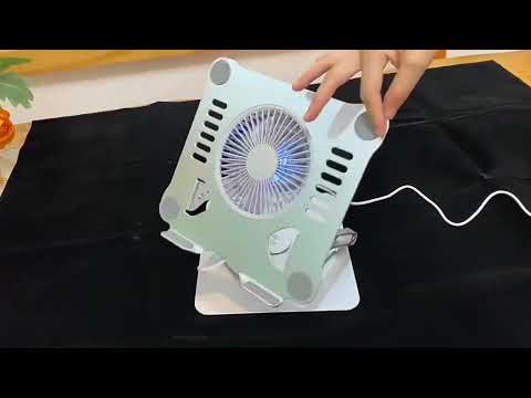 R-JUST HZ22 Dual-purpose Desktop Fan Aluminum Alloy Laptop  Bracket with Light(Tarnish) - YouTube Video