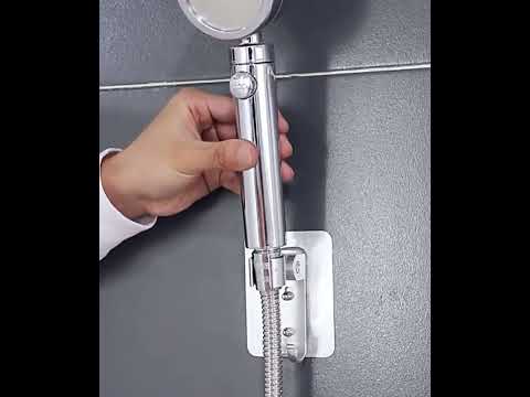 Space Aluminium Showerhead Holder Traceless Adjustable Bath Shower Bracket - YouTube Video