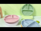 3 Compartments Baby Silicone Suction Cup Plate Childrens Complementary Feeding Bowl(Yellow) - YouTube Video