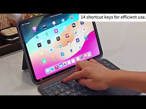 For iPad Air 11 2025 / iPad 2025 / 2022 Colorful Backlight Bluetooth Keyboard Leather Tablet Case with Rotating Holder(Black) - YouTube Video