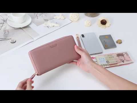 Women Long Clutch Wallet Large Capacity Wallets Female Purse Phone Pocket Card Holder(Pink) - YouTube Video