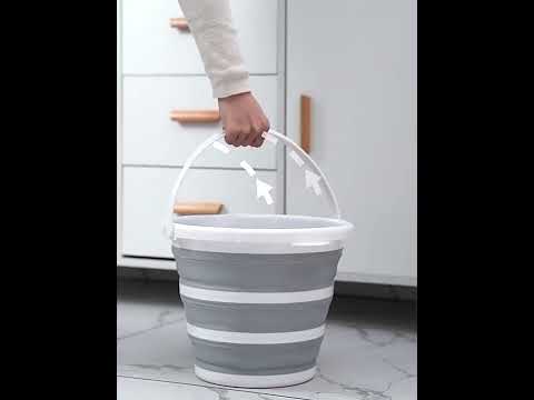 Home Outdoor Portable Folding Silicone Bucket, Capacity: Gray 10 Liters - YouTube Video
