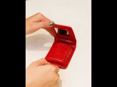 Simple Cowhide Crocodile Pattern Lipstick Bag Storage Portable Makeup Bag With Mirror(Red Wine) - YouTube Video