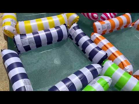 4-tube PVC Inflatable Foldable Floating Row Summer Swimming Pool Water Hammock(Straight Striped Light Blue) - YouTube Video