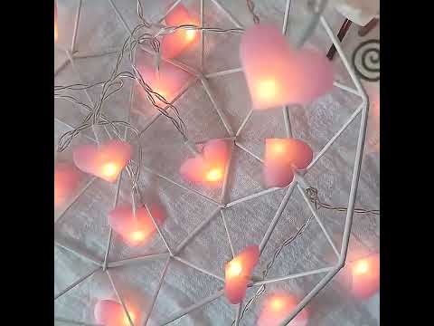 LED Fairy Lights Love Heart Lantern Navidad String Lights Holiday Lighting Bedroom Home Decoracion 3m 20LEDs(Pink) - YouTube Video