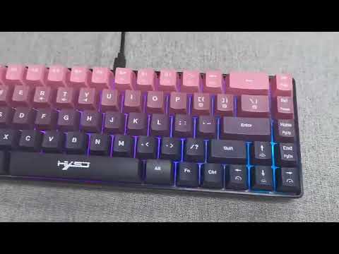 HXSJ V200 Gradient Color 68-key RGB Backlight Wired Membrane Keyboard(Pink) - YouTube Video