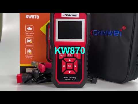 KONNWEI KW870 2 in 1 Car OBD2 Fault Diagnosis + Battery Tester - YouTube Video