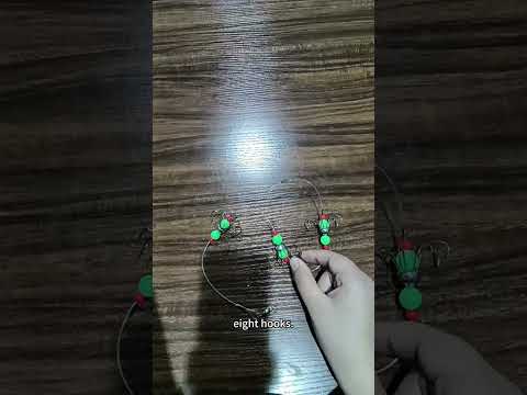 56cm Total Length Night Fishing Fluorescent 8-Claw Fishing Hook Squid String Hook Set, Spec: Bagged - YouTube Video