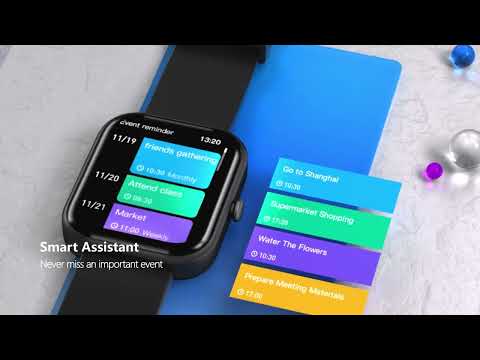 GS5 2.0 inch Fitness Health Smart Watch, BT Call / Heart Rate / Blood Pressure / MET / Blood Glucose(Pink) - YouTube Video
