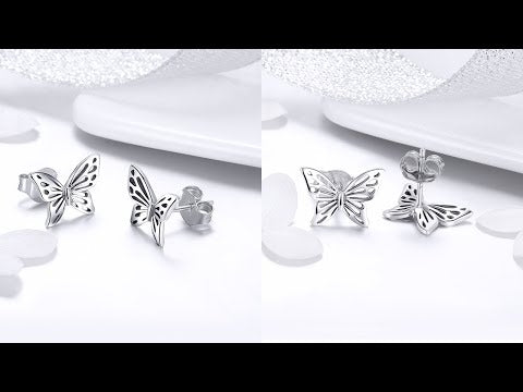 S925 Sterling Silver Butterfly Earrings - YouTube Video