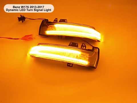 1 Pair For Mercedes-Benz A Class W176 2013-2017 Car Dynamic LED Turn Signal Light Rearview Mirror Flasher Water Blinker (Transparent) - YouTube Video