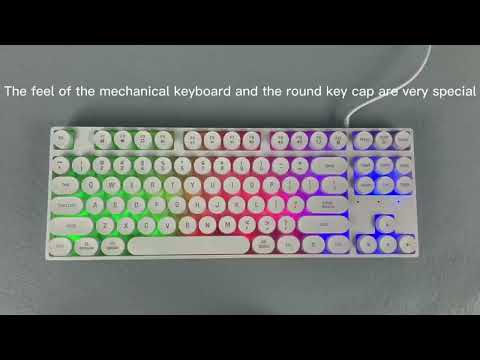 Dark Alien DK100 87 Keys Hot Plug-In Glowing Game Wired Mechanical Keyboard, Cable Length: 1.3m(Pink White) - YouTube Video
