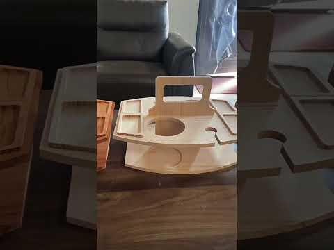 Portable Picnic Wooden Wine Glass Holder Detachable Wine Table(Wood Color) - YouTube Video