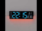 12.6 Inch LED Desk Clock Large Digital Wall Clock With RGB Ambient Light Temp / Date / Week / DST / Timer(6699 Black Blue) - YouTube Video